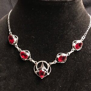 Garnet Stamped 925 Sterling Silver Necklace